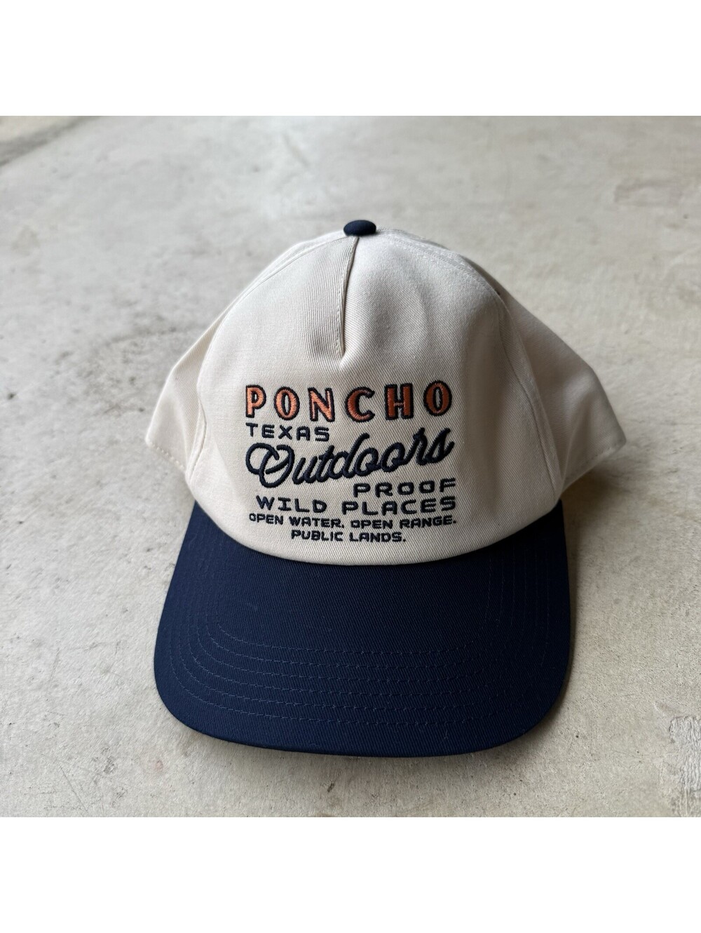 NWOT Poncho Outdoors Wild Places Snapback Hat OSFA Cream Texas